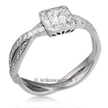 Intricate Elegant Twist Engagement Ring In White Gold