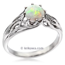 Embracing Tree Branch Engagement Ring With Opal