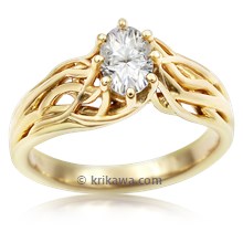 Embracing Tree Branch Engagement Ring In 18K Yellow Gold