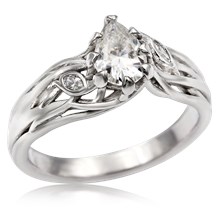 Diamond Leaf Tree Branch Engagement Ring