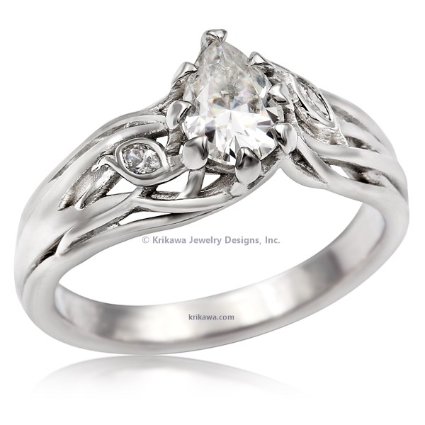Diamond Leaf Tree Branch Engagement Ring