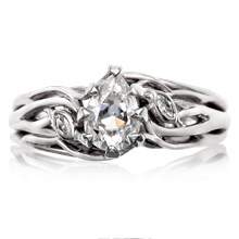 Diamond Leaf Tree Branch Engagement Ring - top view