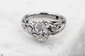Diamond Leaf Tree Branch Engagement Ring with Pear Diamond
