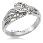 Two Stone Tree Branch Engagement Ring