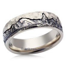 Mountain Machinist Wedding Band In Natural White Gold
