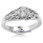 Tree Of Life Engagement Ring With Roots With Old Mine Cut Diamond