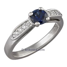 Brilliant Bow Engagement Ring with Blue Sapphire