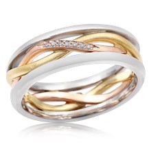 Tricolor Twist Wedding Band
