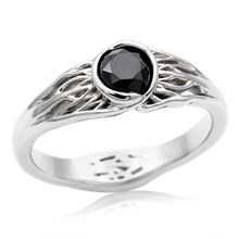 Tree Of Life Engagement Ring With Roots With Black Diamond