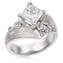 Seafoam Mokume Engagement Ring