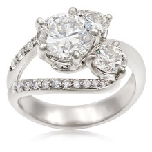 Brilliant Wave Three Stone Engagement Ring