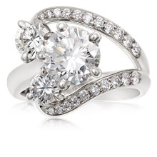 Brilliant Wave Three Stone Engagement Ring - top view