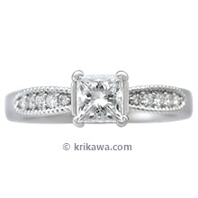 Brilliant Bow Engagement Ring with Princess-Cut Diamond