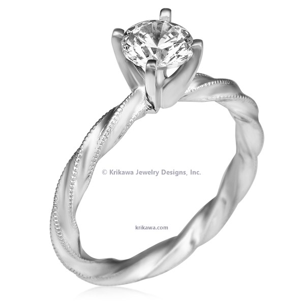 Millegrain Twist Engagement Ring