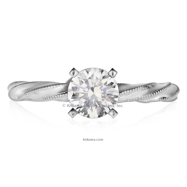 Millegrain Twist Engagement Ring