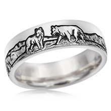 Mountain Wolf Wedding Band