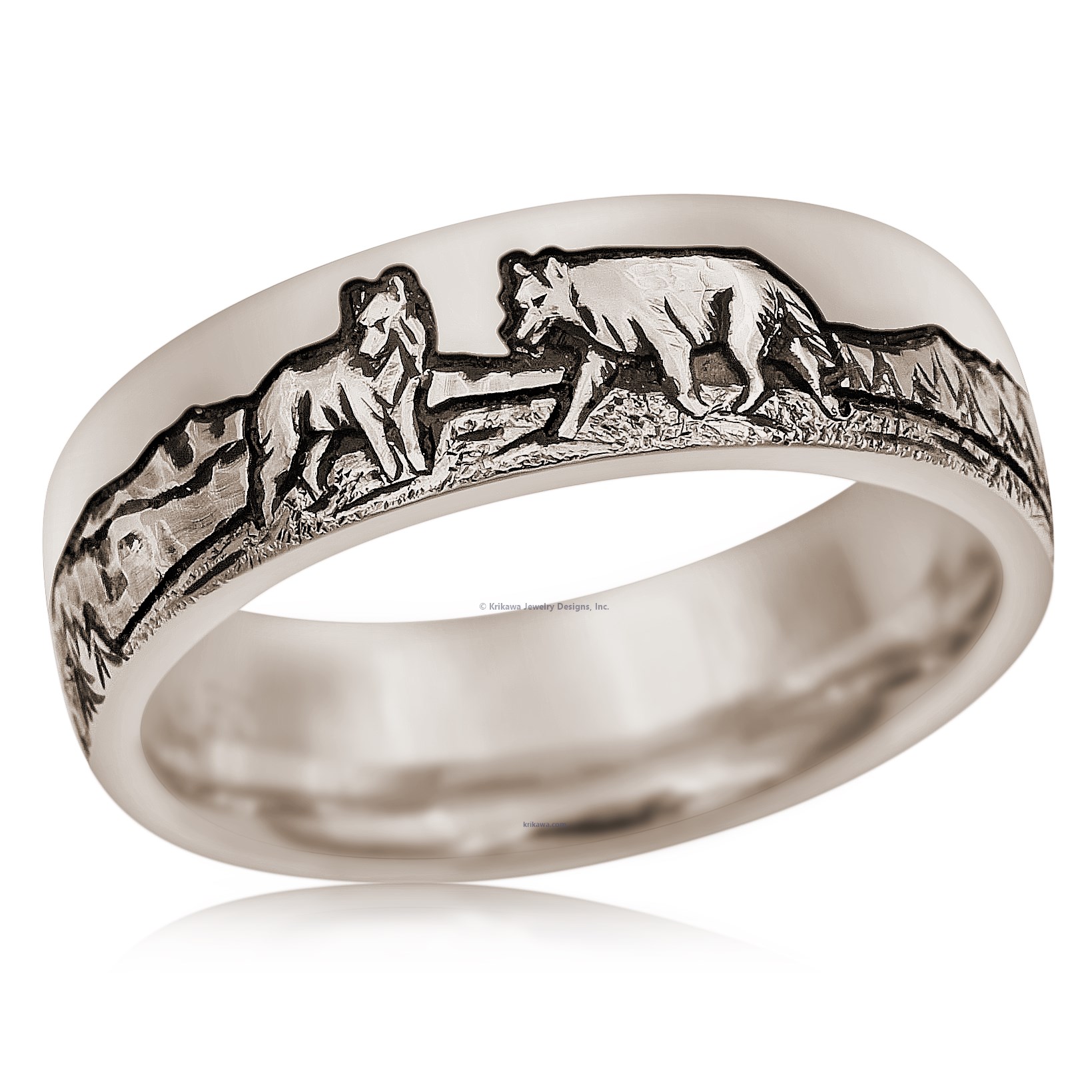 Mountain Wolf Wedding Band
