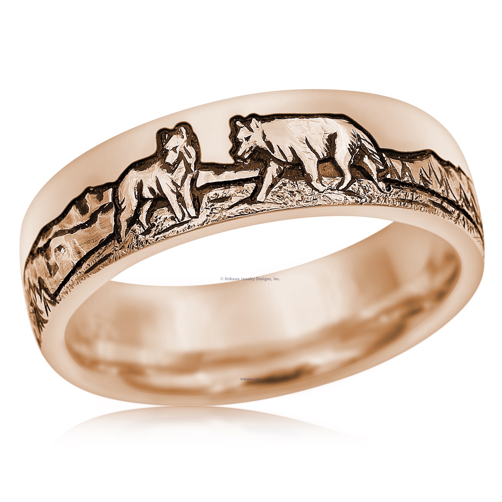 Mountain Wolf Wedding Band