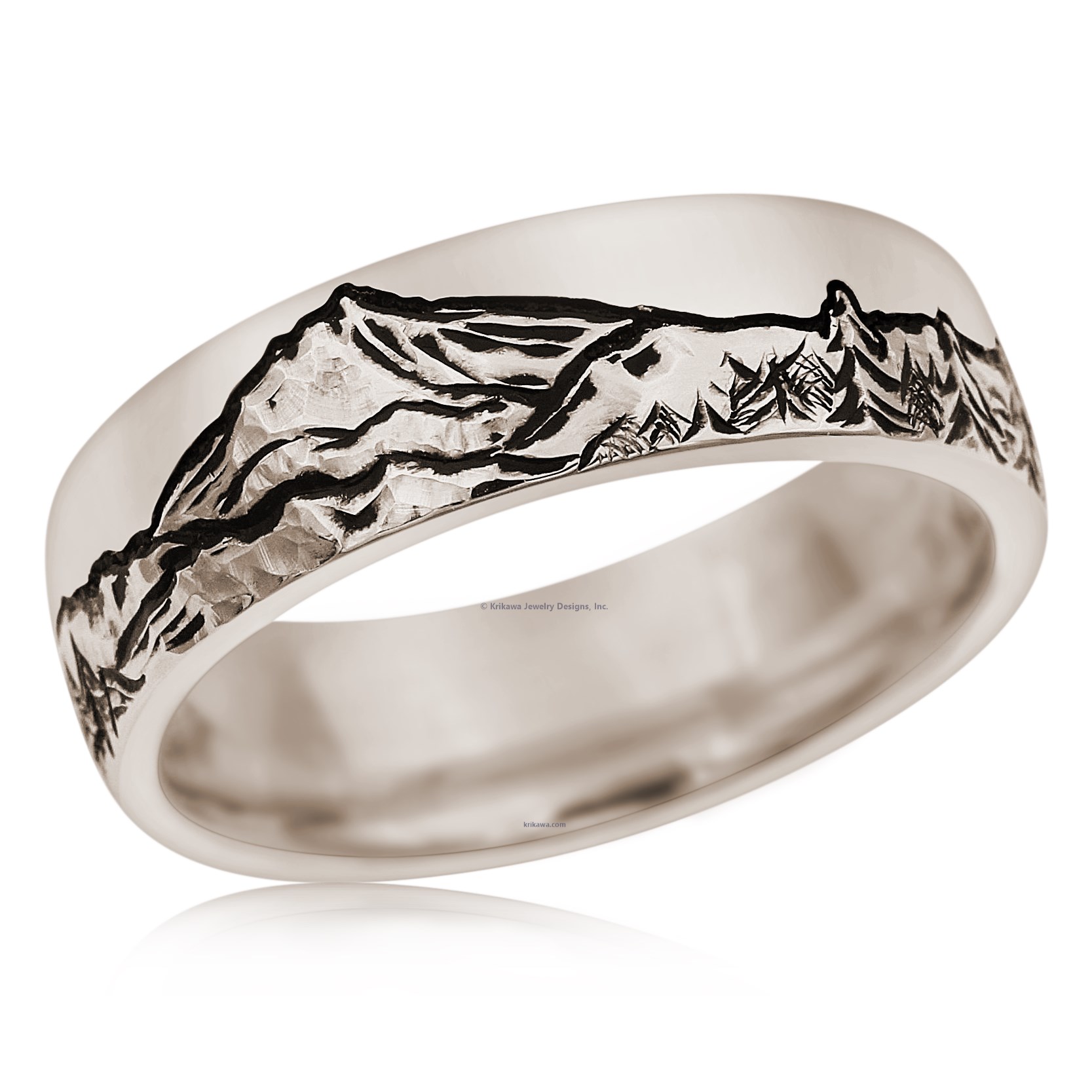 Mountain Wolf Wedding Band