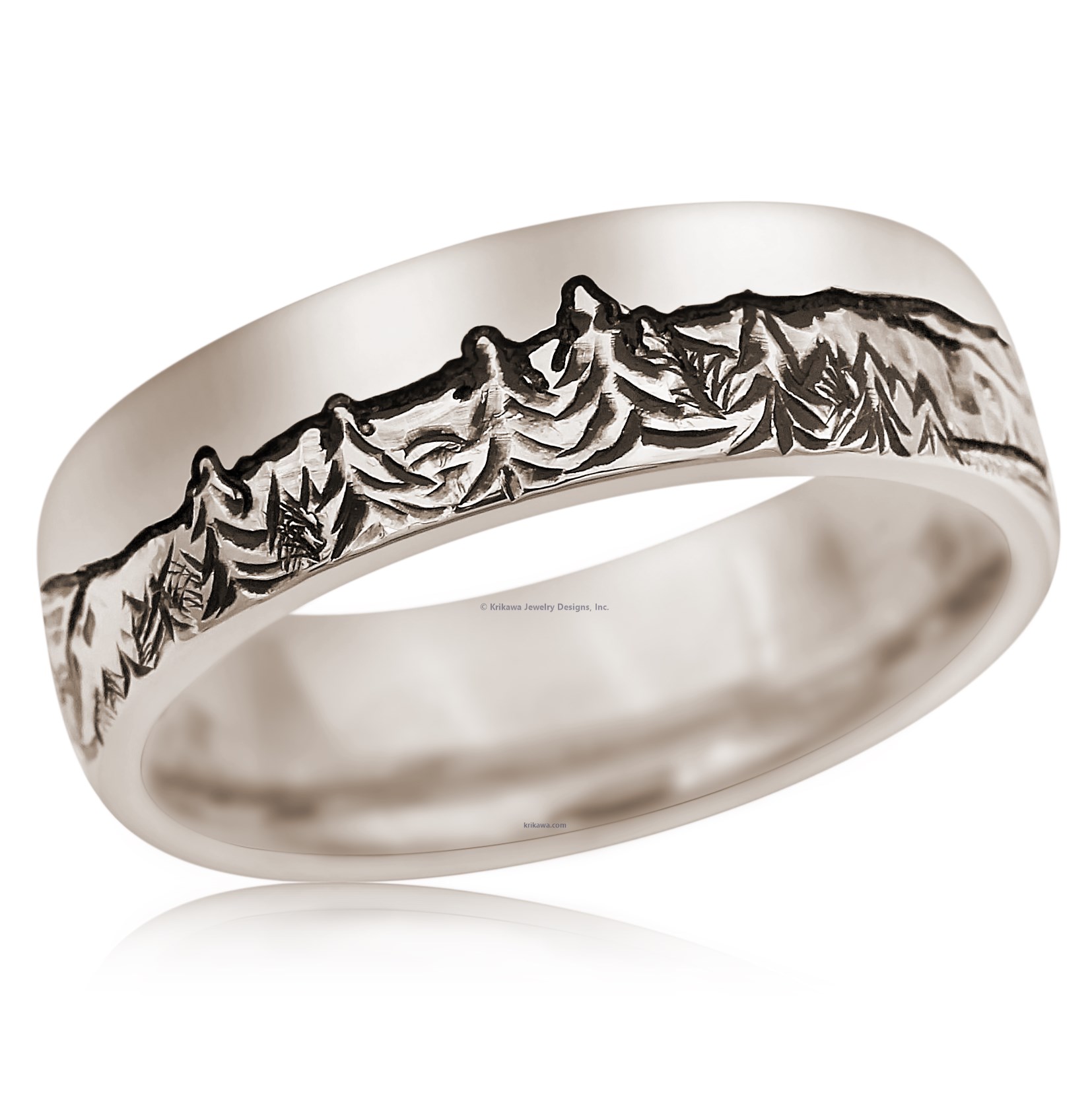 Mountain Wolf Wedding Band