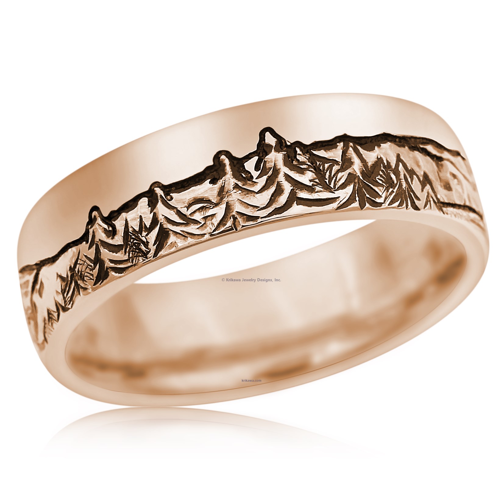 Mountain Wolf Wedding Band