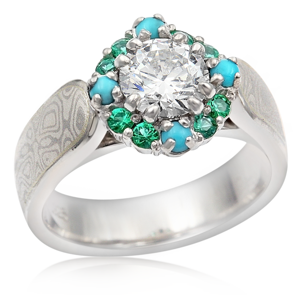 Turquoise Halo Engagement Ring