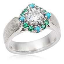Turquoise Halo Engagement Ring