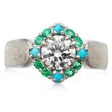 Turquoise Halo Engagement Ring - top view
