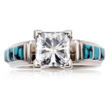 Turquoise Trilogy Engagement Ring - top view