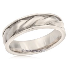 Twist Mens Wedding Band In Natural White Gold