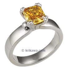 Carved Leaf Engagement Ring with Cognac Diamond