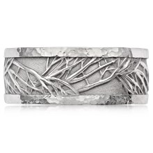 Hammered Rail Tree Of Life Wedding Band - top view