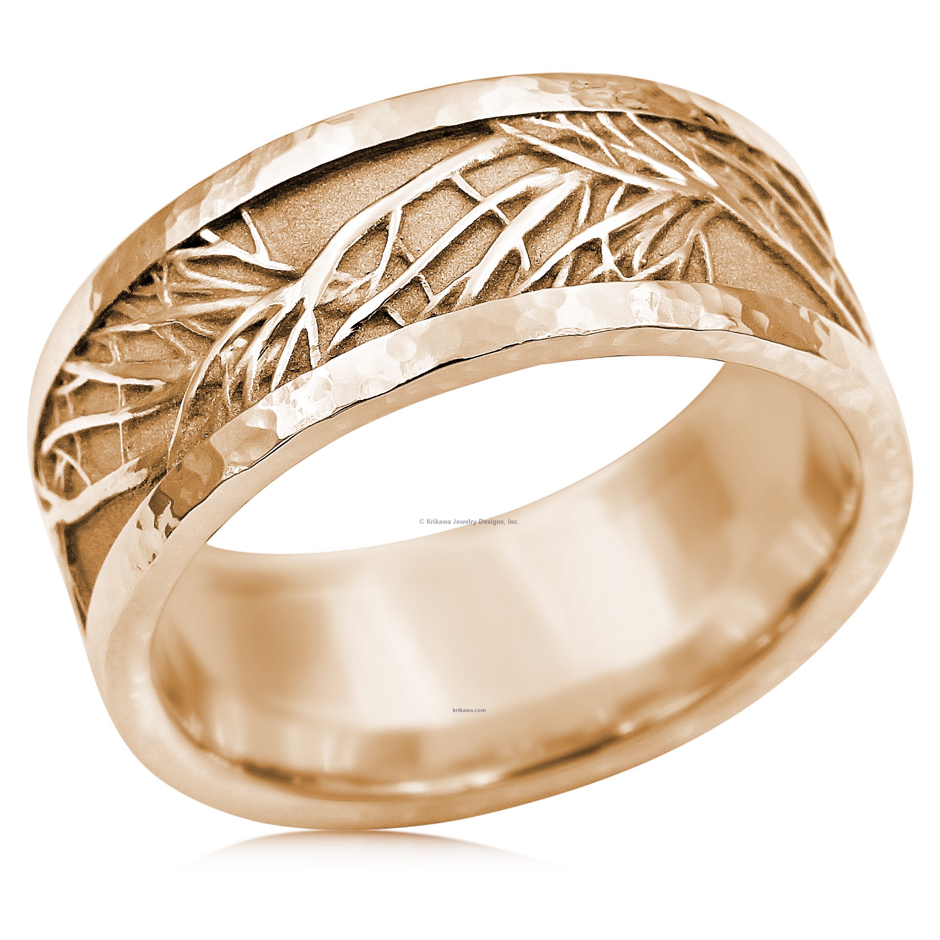 Hammered Rail Tree Of Life Wedding Band