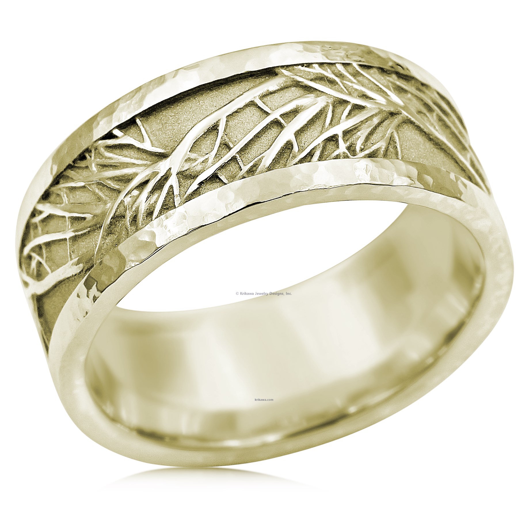 Hammered Rail Tree Of Life Wedding Band