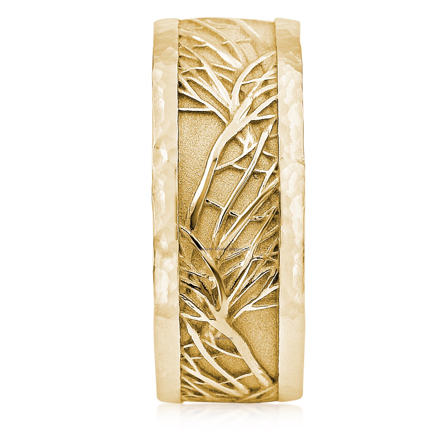Hammered Rail Tree Of Life Wedding Band