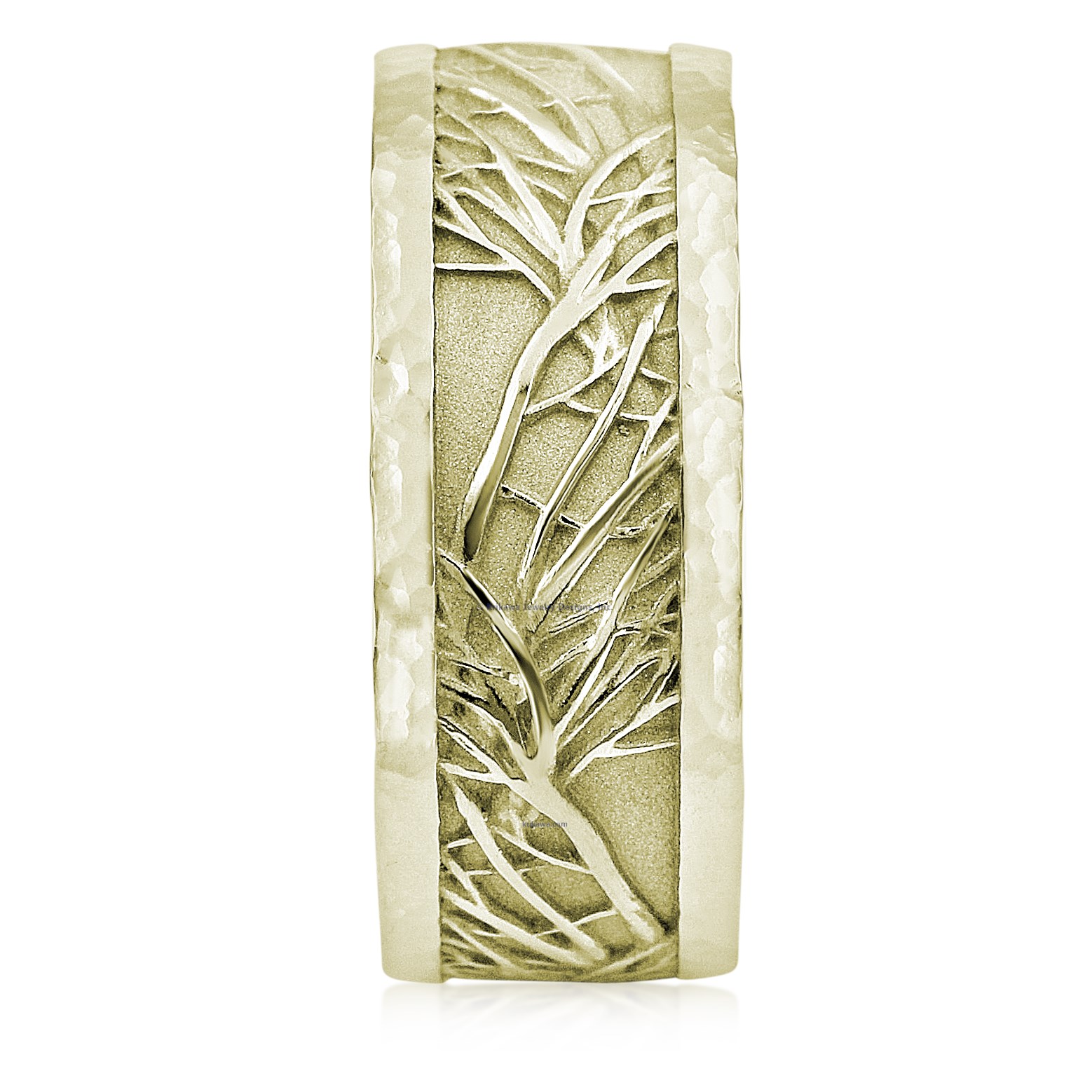 Hammered Rail Tree Of Life Wedding Band