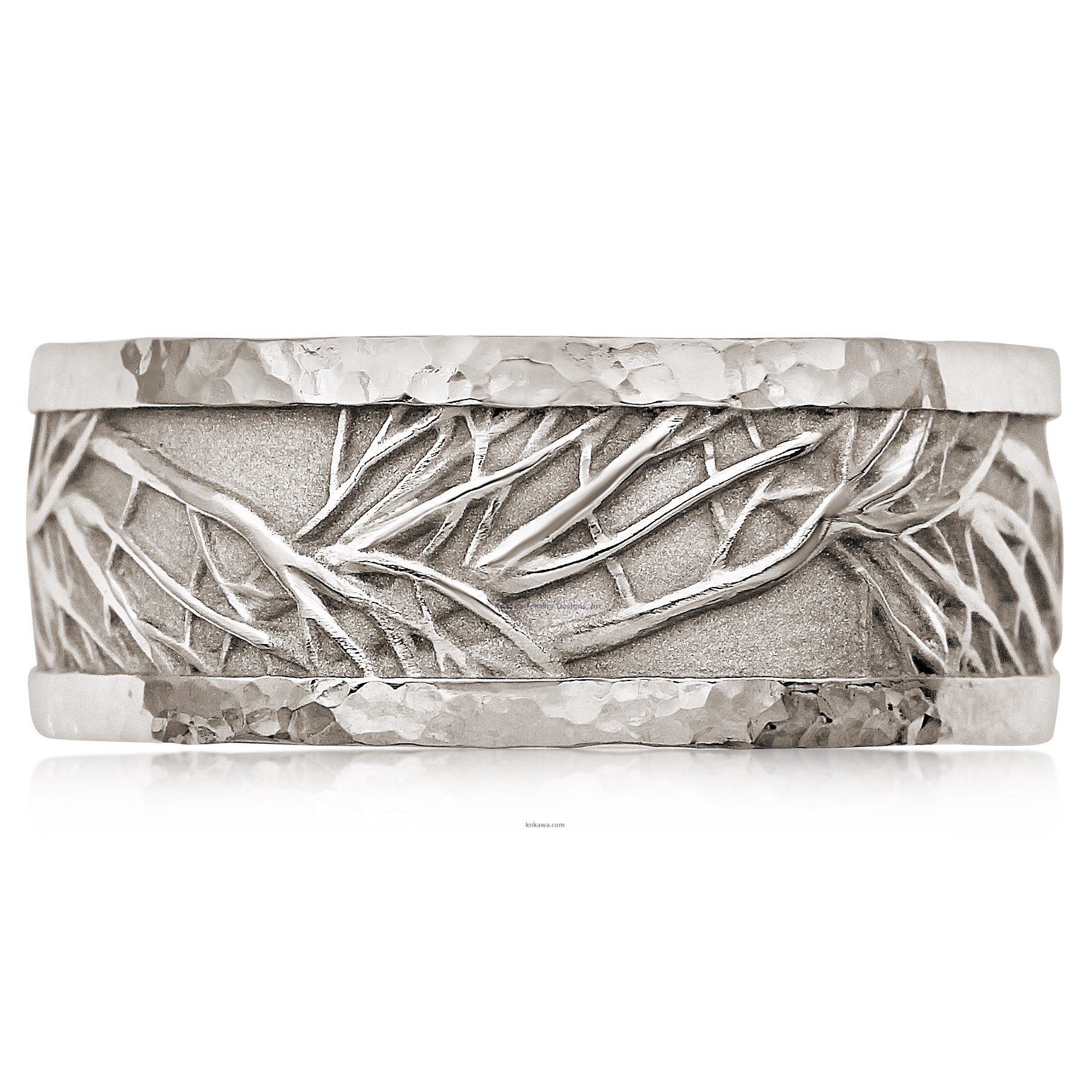 Hammered Rail Tree Of Life Wedding Band