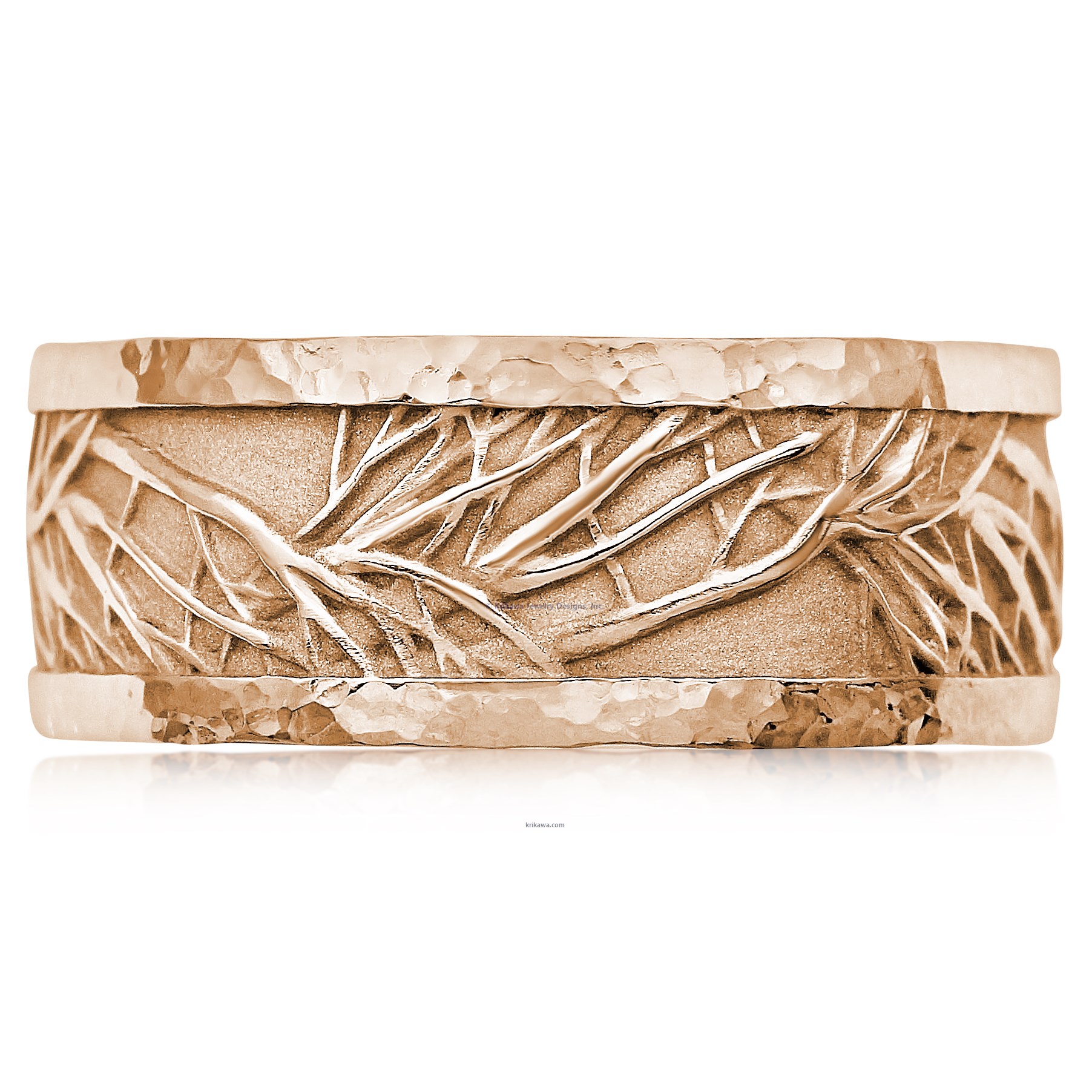 Hammered Rail Tree Of Life Wedding Band