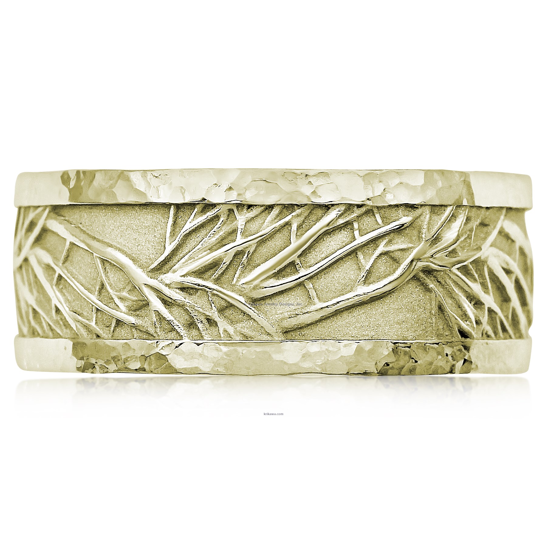 Hammered Rail Tree Of Life Wedding Band