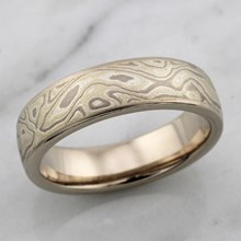 Winter Mokume Wedding Band In White Gold