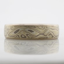 Winter Mokume Wedding Band In White Gold - top view