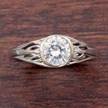 Tree Of Life Engagement Ring With Roots In White Gold - top view