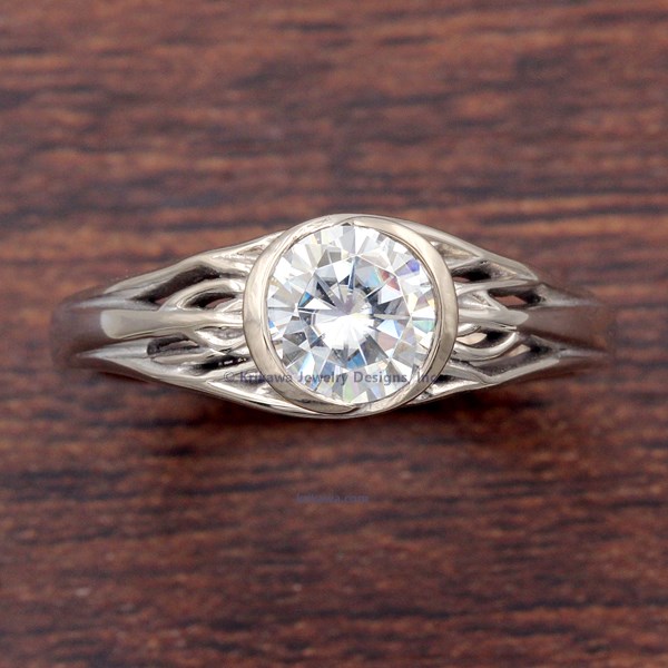 Tree Of Life Engagement Ring With Roots In White Gold