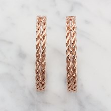 Rose Gold Knot Hoop Earrings - top view