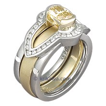 Brilliant Scaffold Ring with a Yellow Gold Band