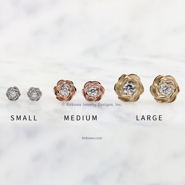 Large Rose Gold Rose Stud Earrings With Moissanites