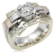 Art Deco Falling Water Engagement Ring