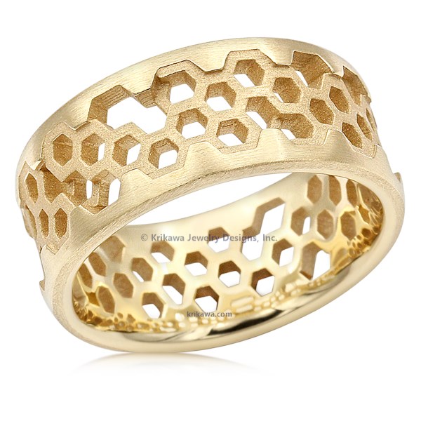 Hex Wedding Band In 18K Yellow Gold