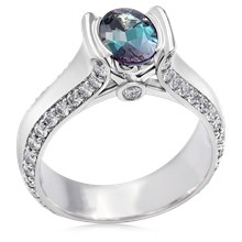 Modern Juicy Liqueur Engagement Ring With Oval Alexandrite