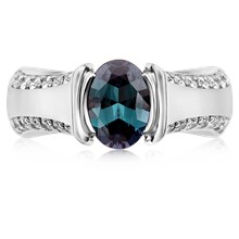 Modern Juicy Liqueur Engagement Ring With Oval Alexandrite - top view